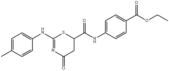 ethyl 4-({[4-oxo-2-(4-toluidino)-5,6-dihydro-4H-1,3-thiazin-6-yl]carbonyl}amino)benzoate分子式结构图