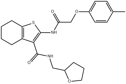 N-((tetrahydrofuran-2-yl)methyl)-2-(2-(p-tolyloxy)acetamido)-4,5,6,7-tetrahydrobenzo[b]thiophene-3-carboxamide分子式结构图