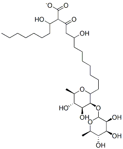 2-O-吡喃鼠李糖基-吡喃鼠李糖基-3-羟基癸酰-3-羟基癸酸酯分子式结构图