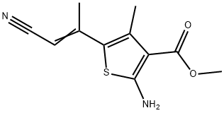 methyl 2-amino-5-[(1E)-1-cyanoprop-1-en-2-yl]-4-methylthiophene-3-carboxylate分子式结构图