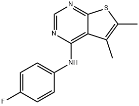 N-(4-氟苯基)-5,6-二甲基噻吩并[2,3-D]嘧啶-4-胺分子式结构图