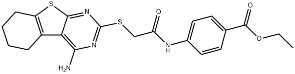 ethyl 4-({[(4-amino-5,6,7,8-tetrahydro[1]benzothieno[2,3-d]pyrimidin-2-yl)sulfanyl]acetyl}amino)benzoate分子式结构图