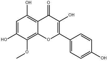 3,4',5,7-四羟基-8-甲氧基黄酮分子式结构图