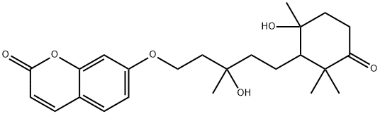 (-)-7-[[3-Hydroxy-5-(6-hydroxy-2,2,6-trimethyl-3-oxocyclohexyl)-3-methylpentyl]oxy]-2H-1-benzopyran-2-one分子式结构图