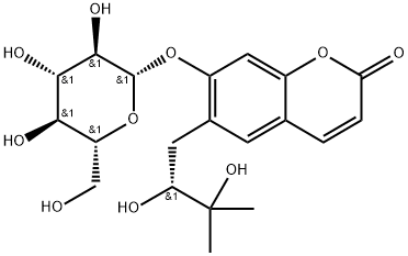 (R)-白花前胡醇 7-O-BETA-D-吡喃葡萄糖苷分子式结构图