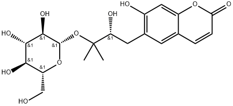 (R)-白花前胡醇 3'-O-BETA-D-吡喃葡萄糖苷分子式结构图