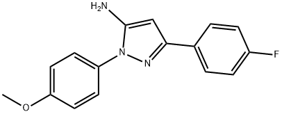 3-(4-氟苯基)-1-(4-甲氧基苯基)-1H-吡唑-5-胺分子式结构图