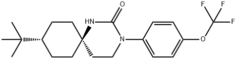 Trans-9-tert-butyl-3-[4-(trifluoromethoxy)phenyl]-1,3-diazaspiro[5.5]undecan-2-one分子式结构图