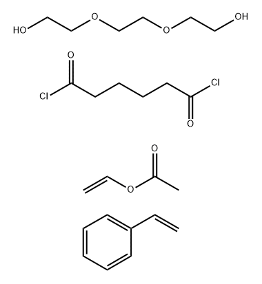 Acetic acid ethenyl ester polyner with 2,2′- [1,2-ethanediylbis(oxy)]bisethanol, ethenyl- benzene, hexanedioyl dichloride and hydrogen peroxider (H2O2)分子式结构图