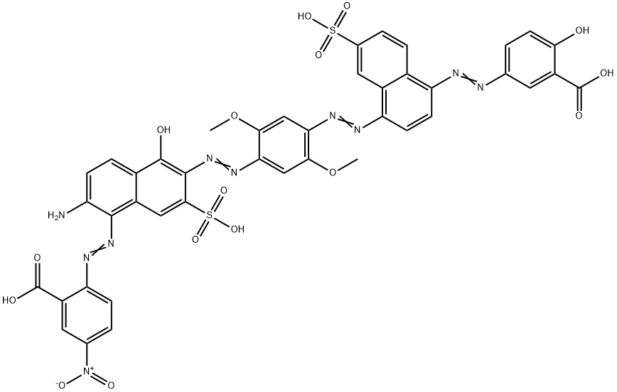 2-[[2-amino-6-[[4-[[4-[(3-carboxy-4-hydroxyphenyl)azo]-7-sulpho-1-naphthyl]azo]-2,5-dimethoxyphenyl]azo]-5-hydroxy-7-sulpho-1-naphthyl]azo]-5-nitrobenzoic acid 分子式结构图