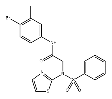 N-(4-溴-3-甲基苯基)-2-(N-(噻唑-2-基)苯基磺酰胺基)乙酰胺分子式结构图