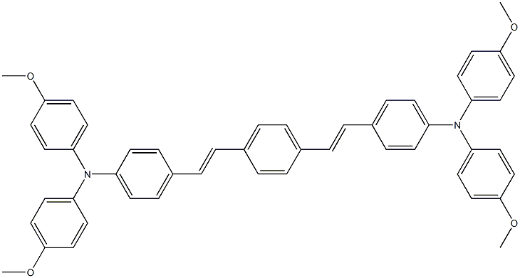 4,4'-((1E,1'E)-1,4-苯撑双(乙烯-2,1-二基))双(N,N-双(4-甲氧基苯基)苯胺)分子式结构图