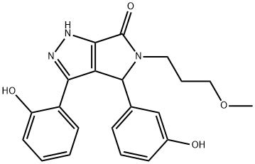 3-(2-hydroxyphenyl)-4-(3-hydroxyphenyl)-5-(3-methoxypropyl)-4,5-dihydropyrrolo[3,4-c]pyrazol-6(2H)-one分子式结构图