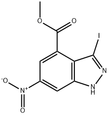 3-碘-6-硝基-1H-吲唑-4-羧酸甲酯分子式结构图