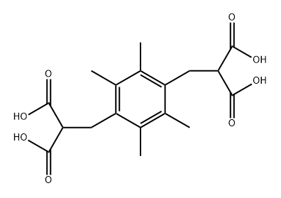 2,3,5,6-四甲基-1,,4-对苯撑-双(亚甲基)二丙二酸分子式结构图