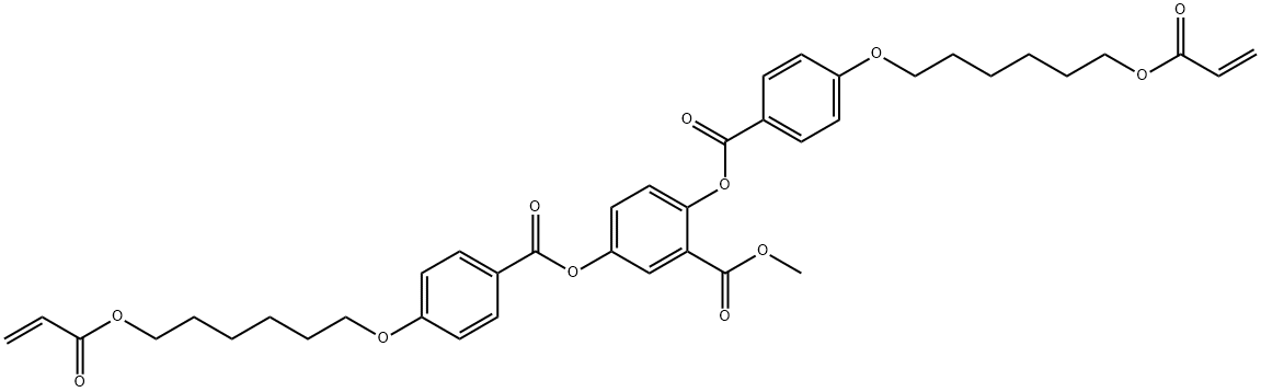 2-(甲氧羰基)-1,4-苯撑双(4-((6-(丙烯酰氧基)己基)氧基)苯甲酸酯)分子式结构图