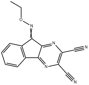 9-乙氧基亚氨基-9H-茚并[1,2-B]吡嗪-2,3-二甲腈分子式结构图