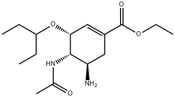 (3R,4S,5R)-4-乙酰氨基-5-氨基-3(1-乙丙氧基)-1-环己烯-1-羧酸乙酯磷酸盐分子式结构图