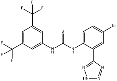 N'-[3,5-BIS(TRIFLUOROMETHYL)PHENYL]-N-[4-BROMO-2-(2H-TETRAZOL-5-YL-PHENYL]THIOUREA分子式结构图