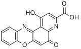 吡诺克辛;1-羟基-5-氧-5H-吡啶并-[3,2-a]-吩噁嗪-3-羧酸分子式结构图