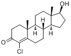 氯司替勃;4-氯睾酮;4-氯-17b-羟基雄甾-4-烯-3-酮分子式结构图