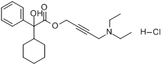 盐酸奥昔布宁;4-(二乙基氨基)丁-2-炔环己基苯基羟基乙酸酯盐酸盐分子式结构图
