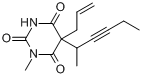 美索比妥;5-烯丙基-1-甲基-5-(1-甲基-2-戊炔基)巴比妥酸分子式结构图