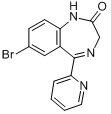 溴西泮;7-溴-5-(2-吡啶基)-3H-1,4-苯并二氮杂卓-2(1H)-酮分子式结构图