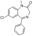 地西泮;7-氯-1,3-二氢-1-甲基-5-苯基-2H-1,4-苯并二氮卓-2-酮分子式结构图