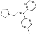 曲普立定;曲普利啶;2-[(E)-1-(4-甲基苯基)-3-(1-吡咯烷基)-1-丙烯基]吡啶分子式结构图