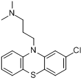 氯丙嗪;3-(2-氯-10H-吩噻嗪-10-基)-N,N-二甲基丙-1-胺分子式结构图