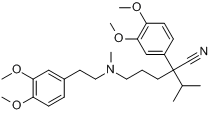 维拉帕米;5-((3,4-二甲氧基苯乙基)甲基氨基)-2-(3,4-二甲氧基苯基)-2-异丙基戊腈分子式结构图