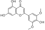 苜蓿素;5,7-二羟基-2-(4-羟基-3,5-二甲氧基苯基)苯并吡喃-4-酮分子式结构图