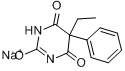 苯巴比妥钠;5-乙基-5-苯基-1-甲基-2,4,6-(1H,3H,5H)-嘧啶三酮单钠盐分子式结构图