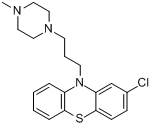 奋乃静;丙氯拉嗪;甲哌氯丙嗪;2-氯-10-[3-(4-甲基哌嗪-1-基)丙基]吩噻嗪分子式结构图