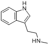 N(omega)-甲基色胺;3-(2-甲基氨基乙基)吲哚分子式结构图