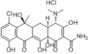 盐酸金霉素;6-甲基-4-(二甲氨基)-3,6,10,12,12a-五羟基-1,11-二氧代-7-氯-1,4,4a,5,5a,6,11,12a-八氢-2-并?分子式结构图