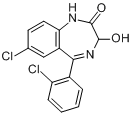 劳拉西泮;7-氯-5-(2-氯苯基)-3-羟基-1,3-二氢-2H-1,4-苯二氮卓-2-酮分子式结构图