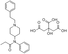 枸橼酸芬太尼;N-苯基-N-[1-(2-苯乙基)-4-哌啶基]丙酰胺柠檬酸盐分子式结构图